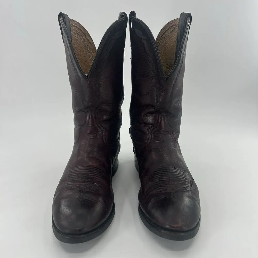 Vintage Tony Lama 0010 Leather Western Cowboy Boots Mens Size 10 Vibram Soles.